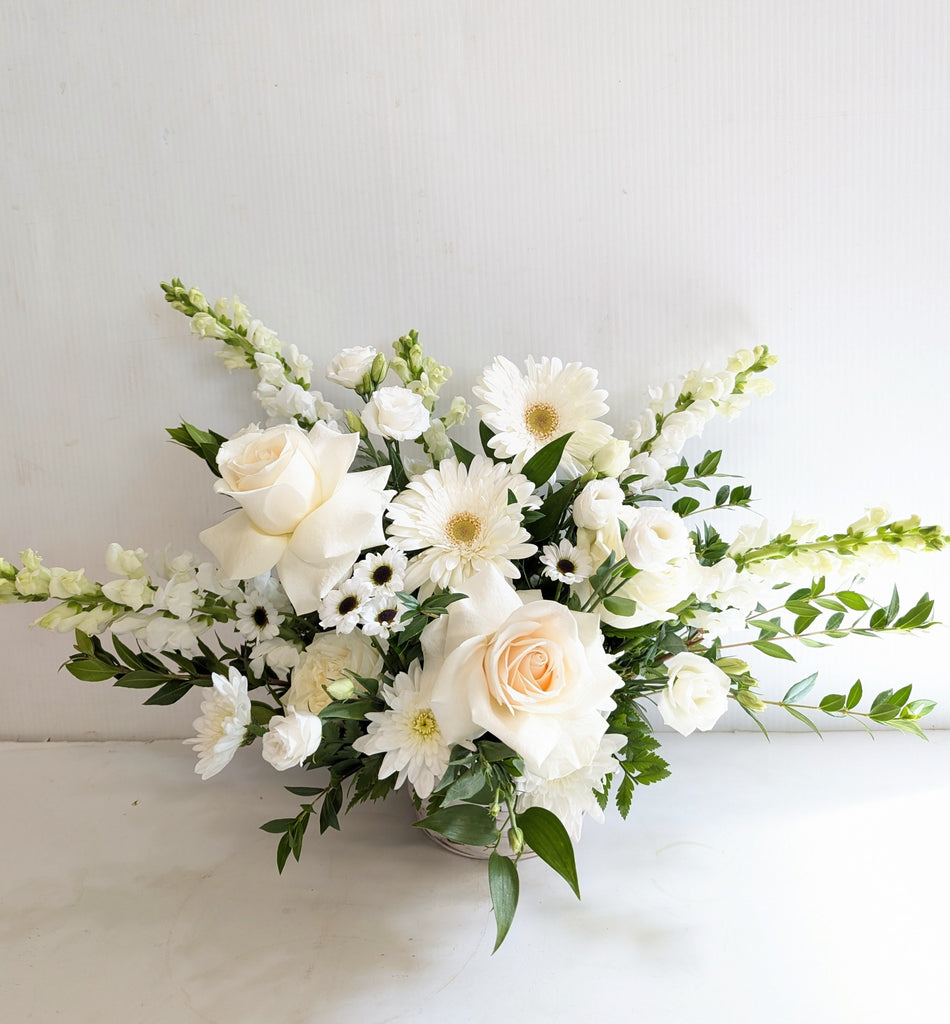 All White Sympathy Basket - Beaudry Flowers