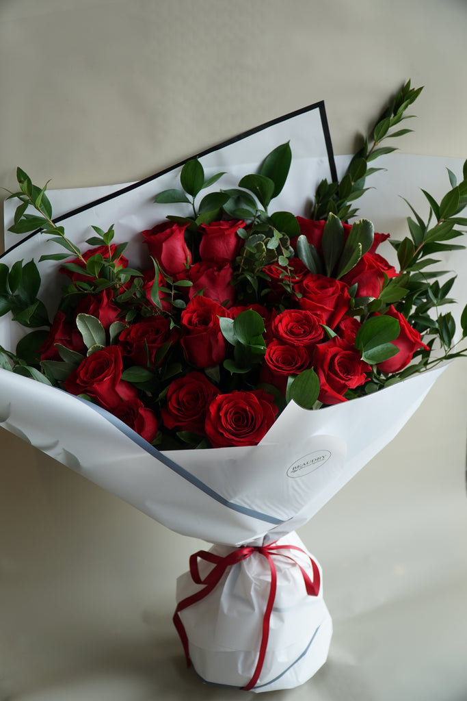 Two Dozen Red Roses Hand Tied - Beaudry Flowers