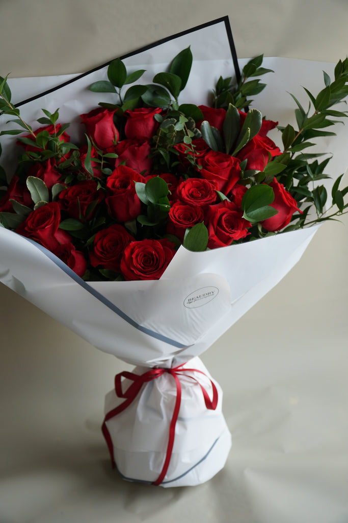 Two Dozen Red Roses Hand Tied - Beaudry Flowers