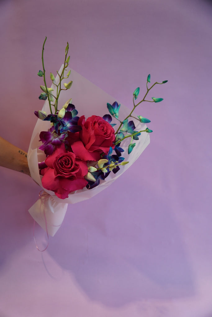 Roses & Orchids Hand Tied Bouquet