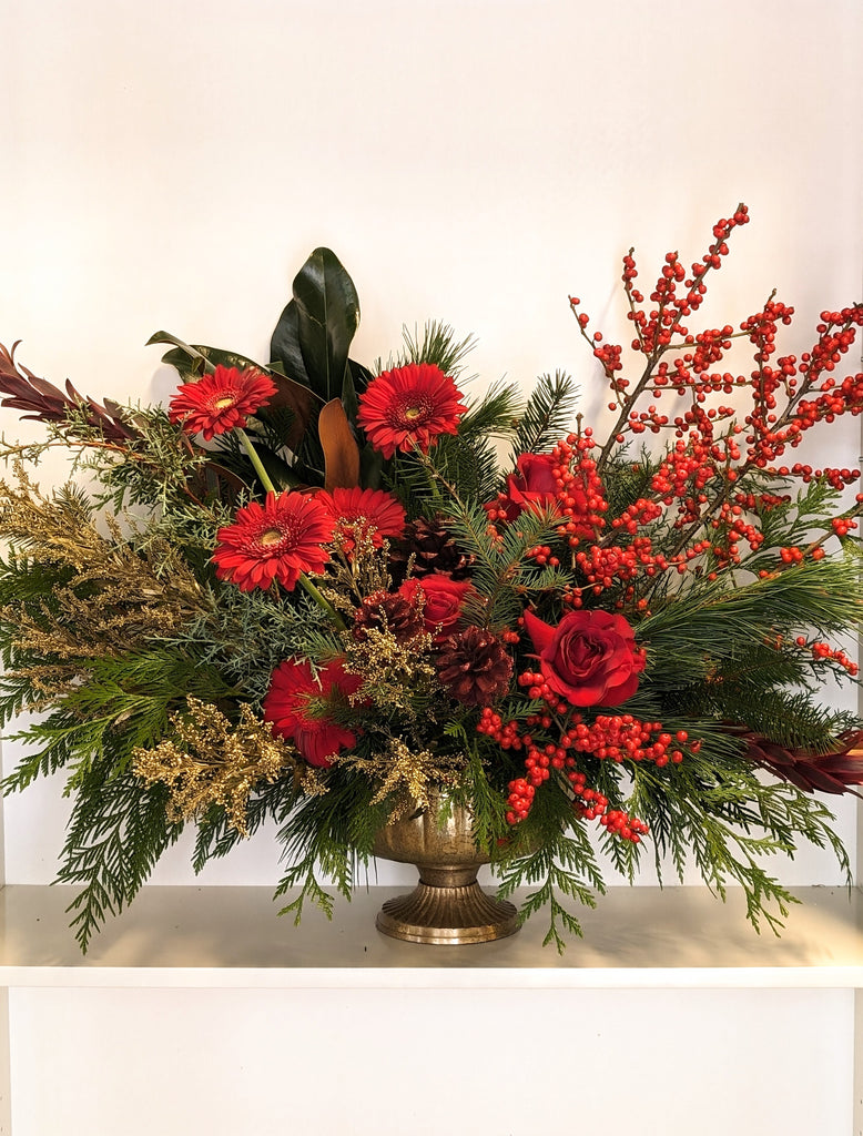 Ruby Red Festive Holiday Arrangement - Beaudry Flowers