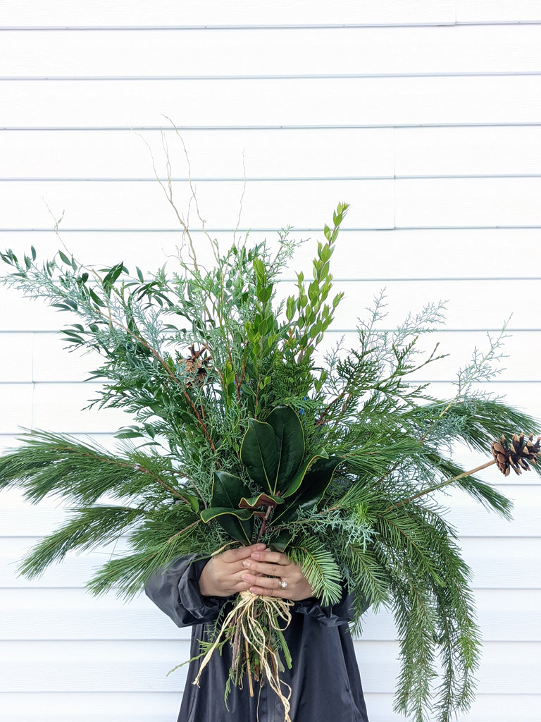 Fresh Winter Green Bundle Hand Tied Bouquet - Beaudry Flowers