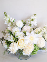 Faux & Silk Vase Cream White Arrangement - Beaudry Flowers