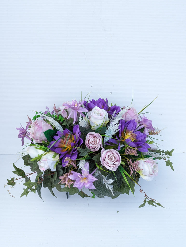 Artificial & Silk mauve Headstone Florals - Beaudry Flowers
