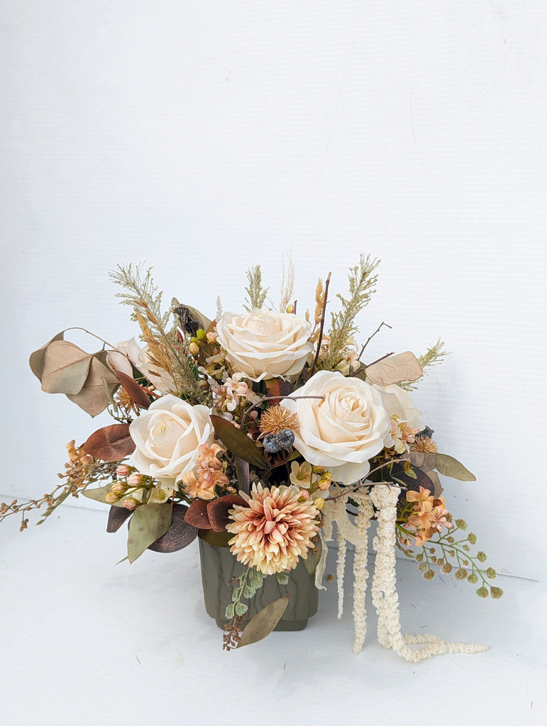 Rustic Faux & Dried Autumn Small Arrangement - Beaudry Flowers