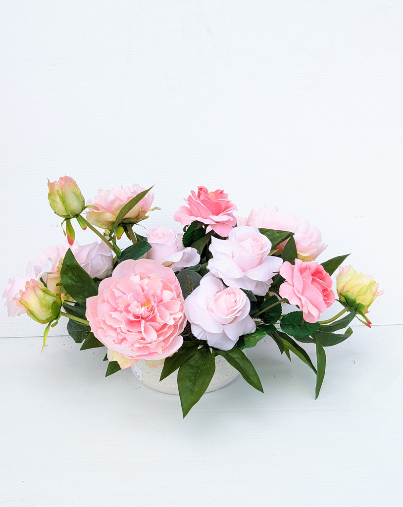Faux Peonies & Roses Centrepiece - Beaudry Flowers
