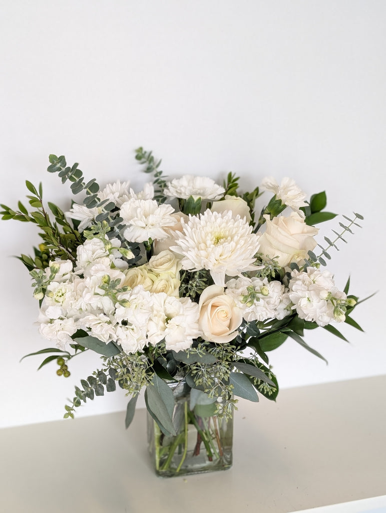 White Lush Vase Arrangement - Beaudry Flowers