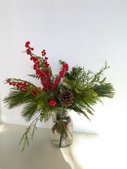 Holiday Winter Forest Arrangement (Similar Vase) - Beaudry Flowers