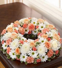Cremation Wreath - Pink & White - Beaudry Flowers