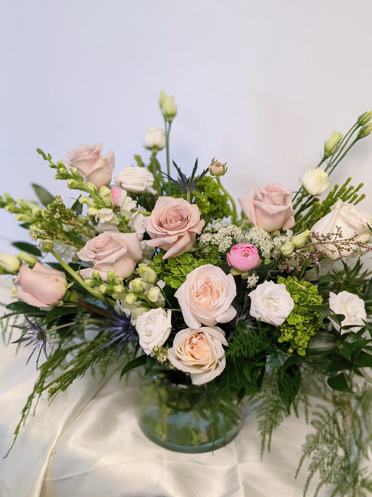 Soft Pastels Low Table Piece - Beaudry Flowers