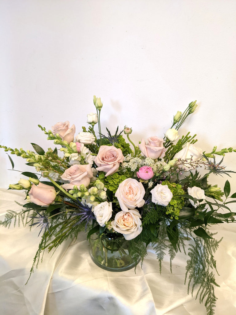 Soft Pastels Low Table Piece - Beaudry Flowers