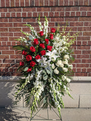 Red & White Classic Standing Spray - Beaudry Flowers