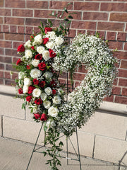 Roses & Babies Breath Heart Wreath - Beaudry Flowers