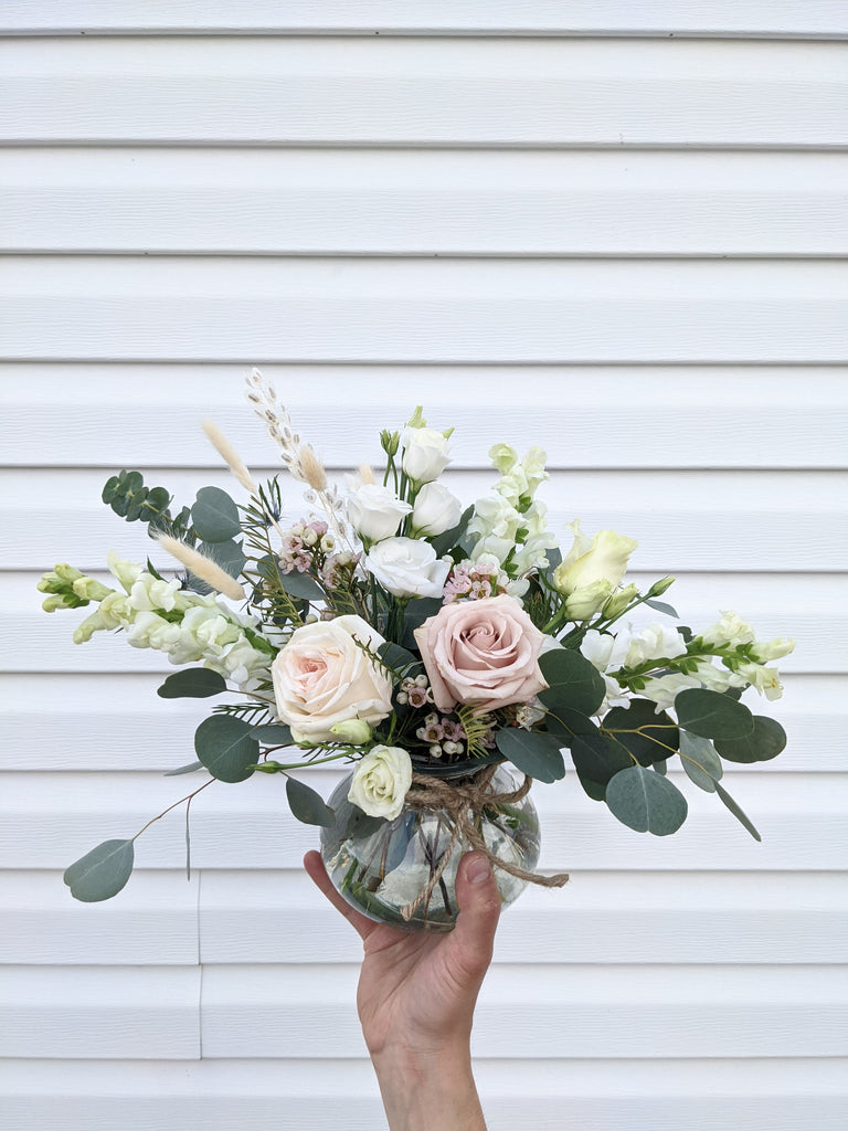 Fresh & Dried Blush Vase Arrangement (similar vase) - Beaudry Flowers