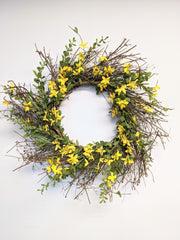 Artificial & Silk Forsythia Wreath - Beaudry Flowers