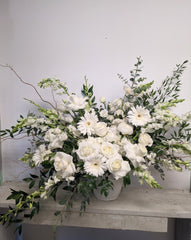 Grand All White & Curly Willow Arrangement - Beaudry Flowers