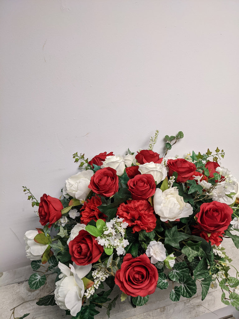 Artificial/Silk Rose Blossom Tombstone - Beaudry Flowers