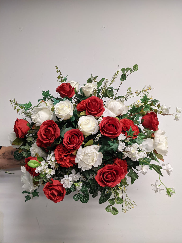 Artificial/Silk Rose Blossom Tombstone - Beaudry Flowers