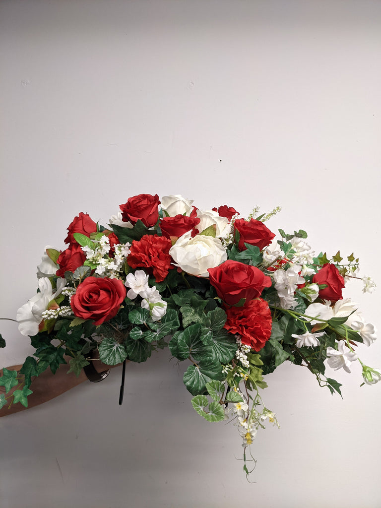 Artificial/Silk Rose Blossom Tombstone - Beaudry Flowers
