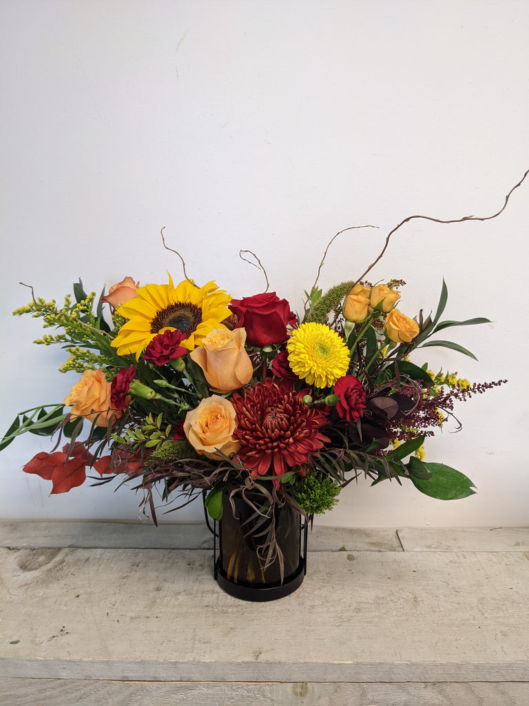 Fall Lantern Arrangement (Similar Lantern) - Beaudry Flowers