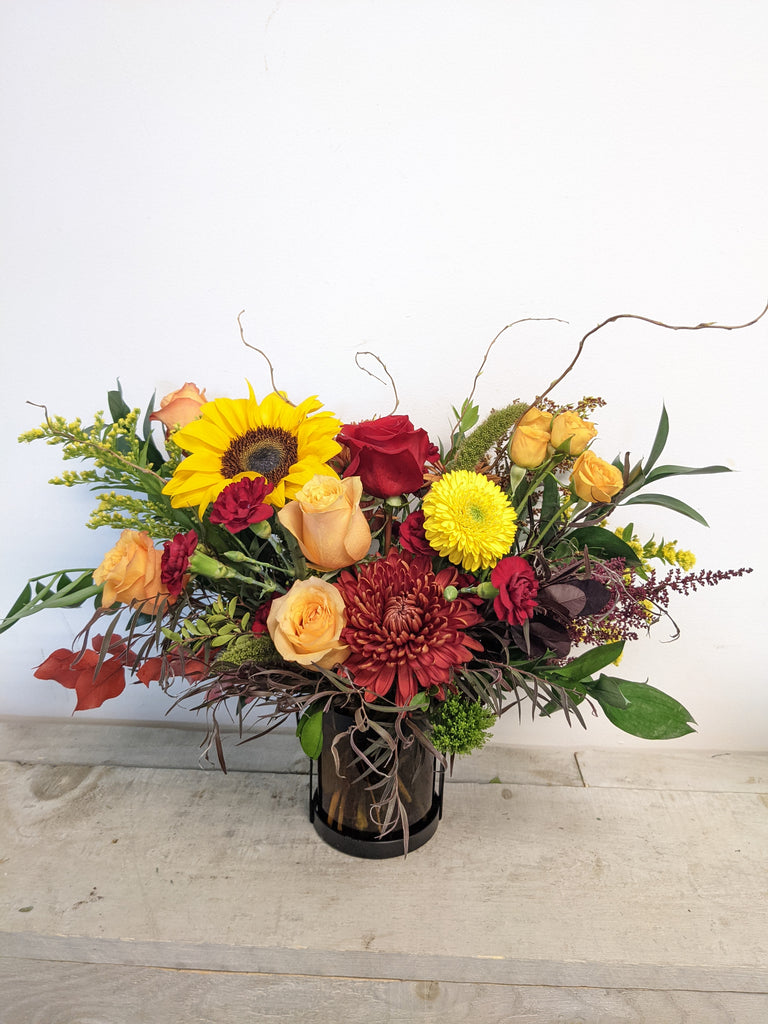 Fall Lantern Arrangement (Similar Lantern) - Beaudry Flowers