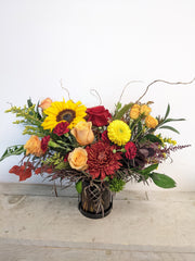 Fall Lantern Arrangement (Similar Lantern) - Beaudry Flowers