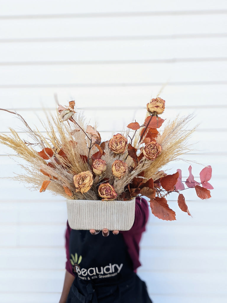 Dried Fall Rose Arrangement - Beaudry Flowers