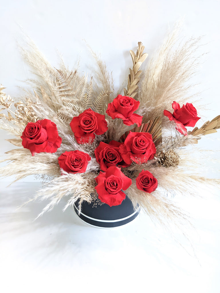 Red & Gold Preserved Flower Box