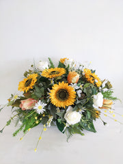 Artificial/Silk Sunflower Tombstone Arrangement