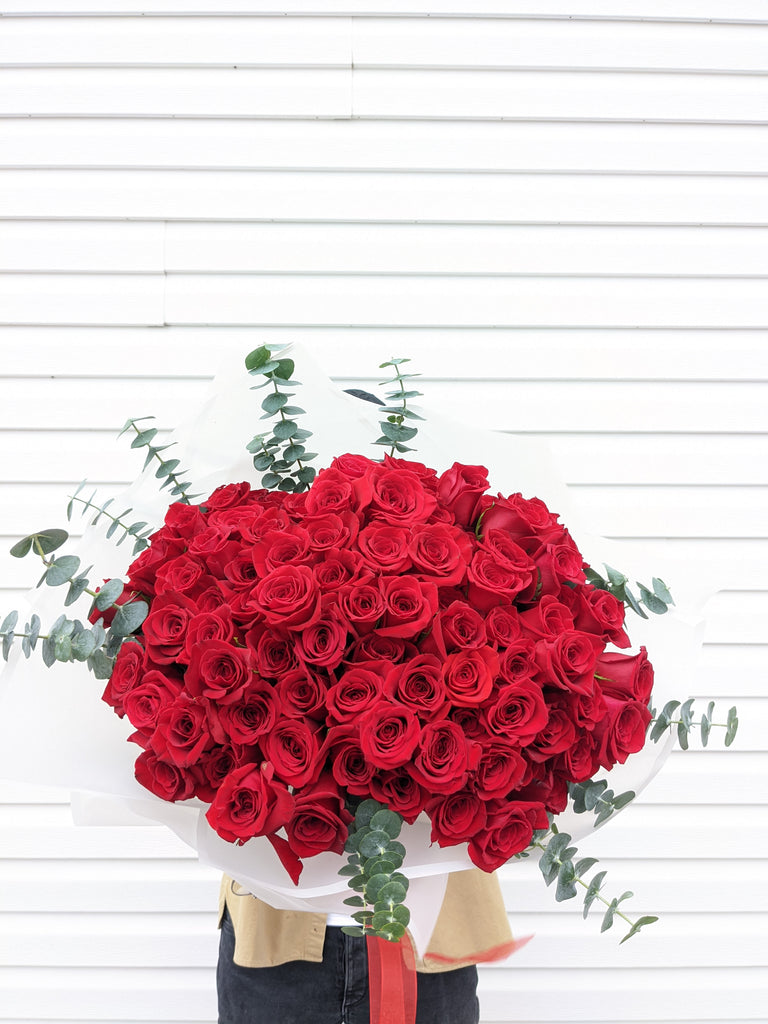 100 Premium Red Roses - Beaudry Flowers