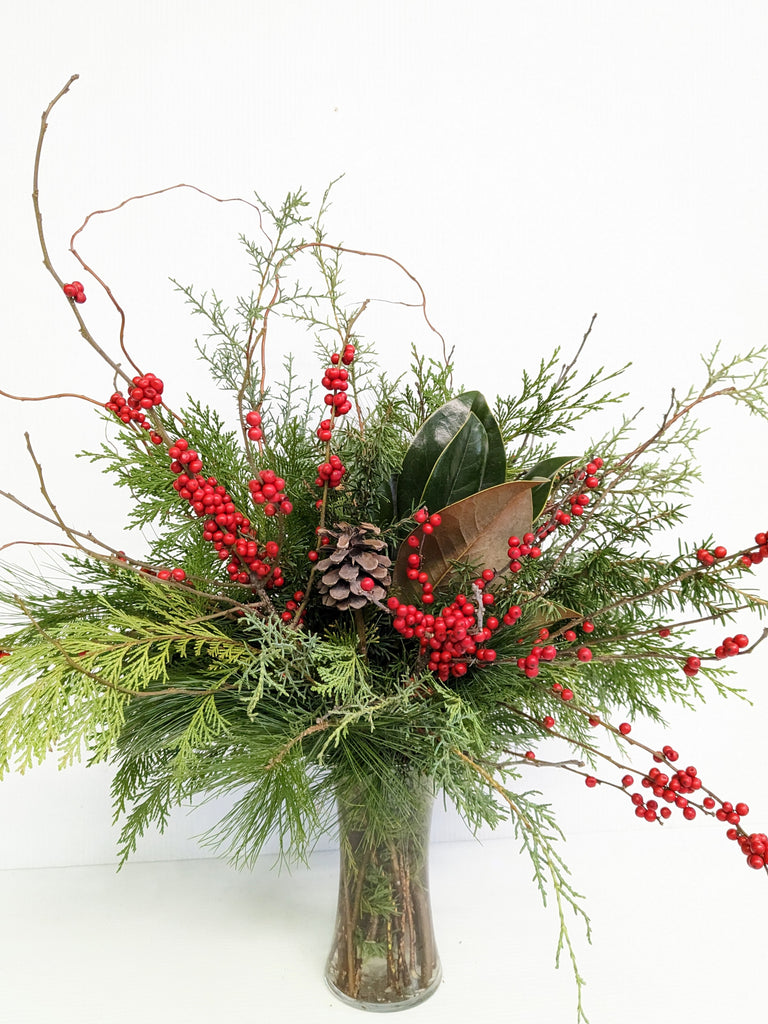 Holiday Evergreens & Berry Arrangement - Beaudry Flowers